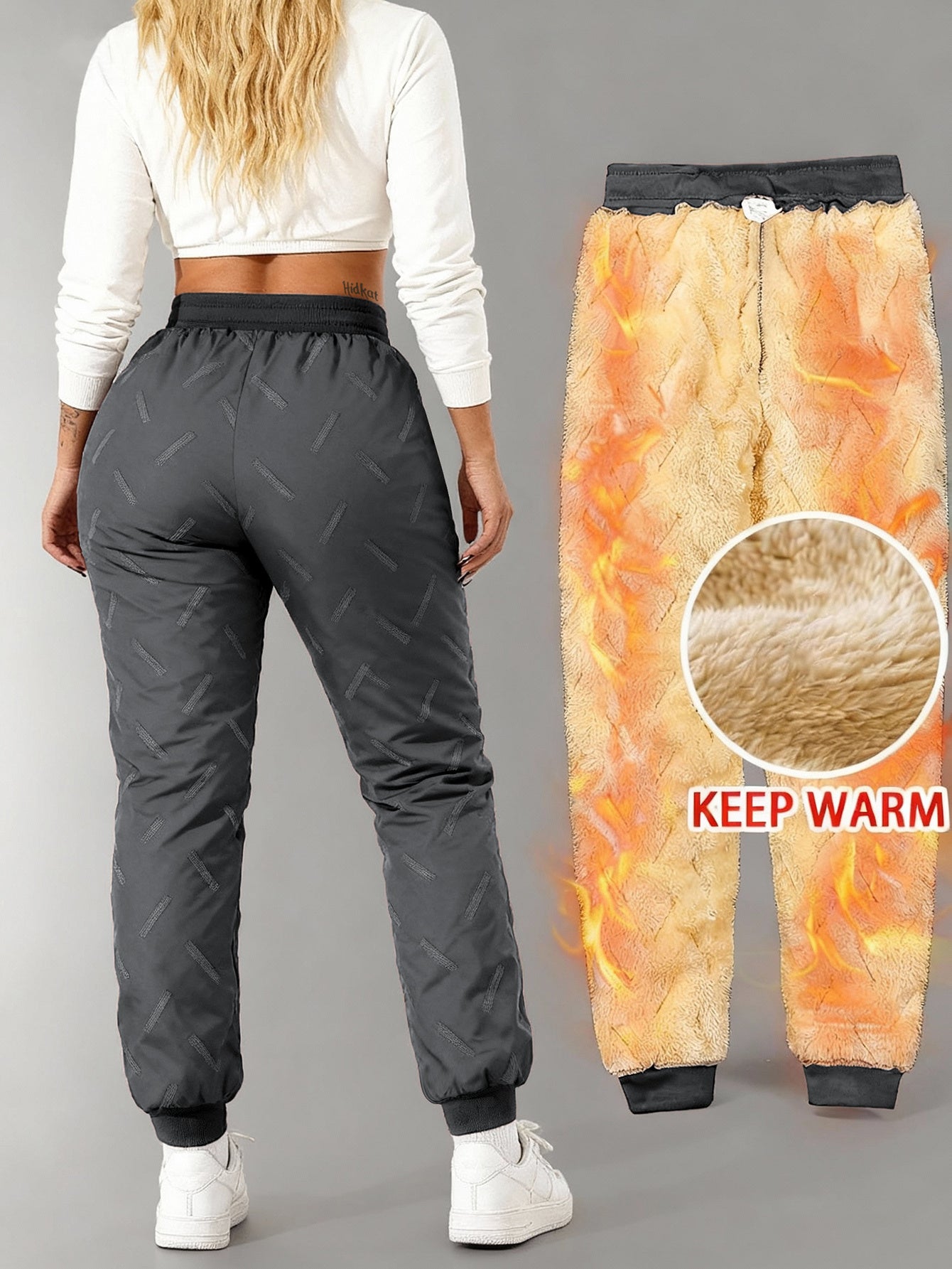 Calças de Inverno Femininas Forradas a Polar | Corte Larga com Bolsos com Zíper, Estilo Casual, Ideais para Uso Diário e Atividades ao Ar Livre, Presente de Natal Perfeito