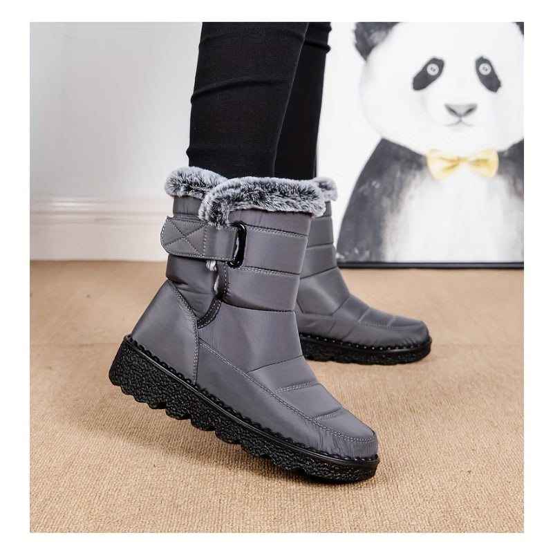 Botas Femininas de Cor Sólida, Botas Aconchegantes e Casuais com Forro de Pelúcia, Botas para Mulheres