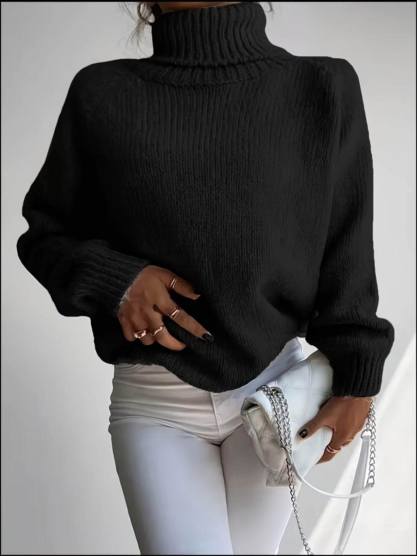 Blusa Feminina Elegante de Gola Redonda - Suéter Macio e Quente de Cor Sólida para Inverno, Lavável na Máquina, Tops Aconchegantes para Outono e Inverno, Versátil para Looks Casuais ou Sofisticados, Suéter Simples para Jeans/Vestidos/Saias