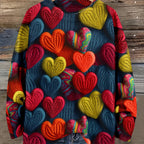 Charming Oversized Heart Pattern Sweater