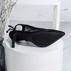 Sapatos Femininos De Malha De Cor Sólida, Bico Fino, Tornozelo, Laço, Tira Elástica, Estilete, Respirável, Sapatos Modernos E Confortáveis