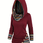 Chic Striped Hooded Knit Sweatshirt
