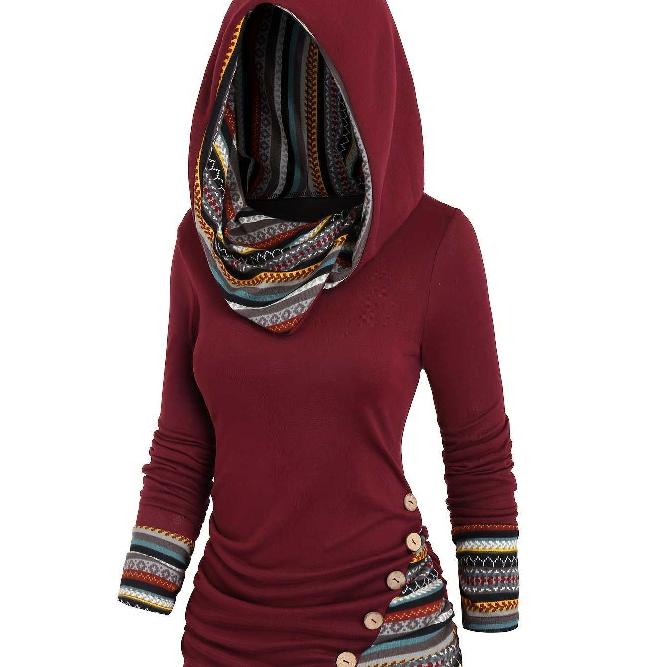 Chic Striped Hooded Knit Sweatshirt