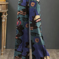 Vibrant Floral Wide-Leg Pants with Comfort Waist