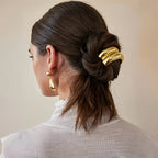 Conjunto de 3 peças de cordão de cabelo oco em liga dourada, design elegante e minimalista com detalhe de renda, cor sólida, para o festival de Natal, adequado para idades a partir dos 14 anos.