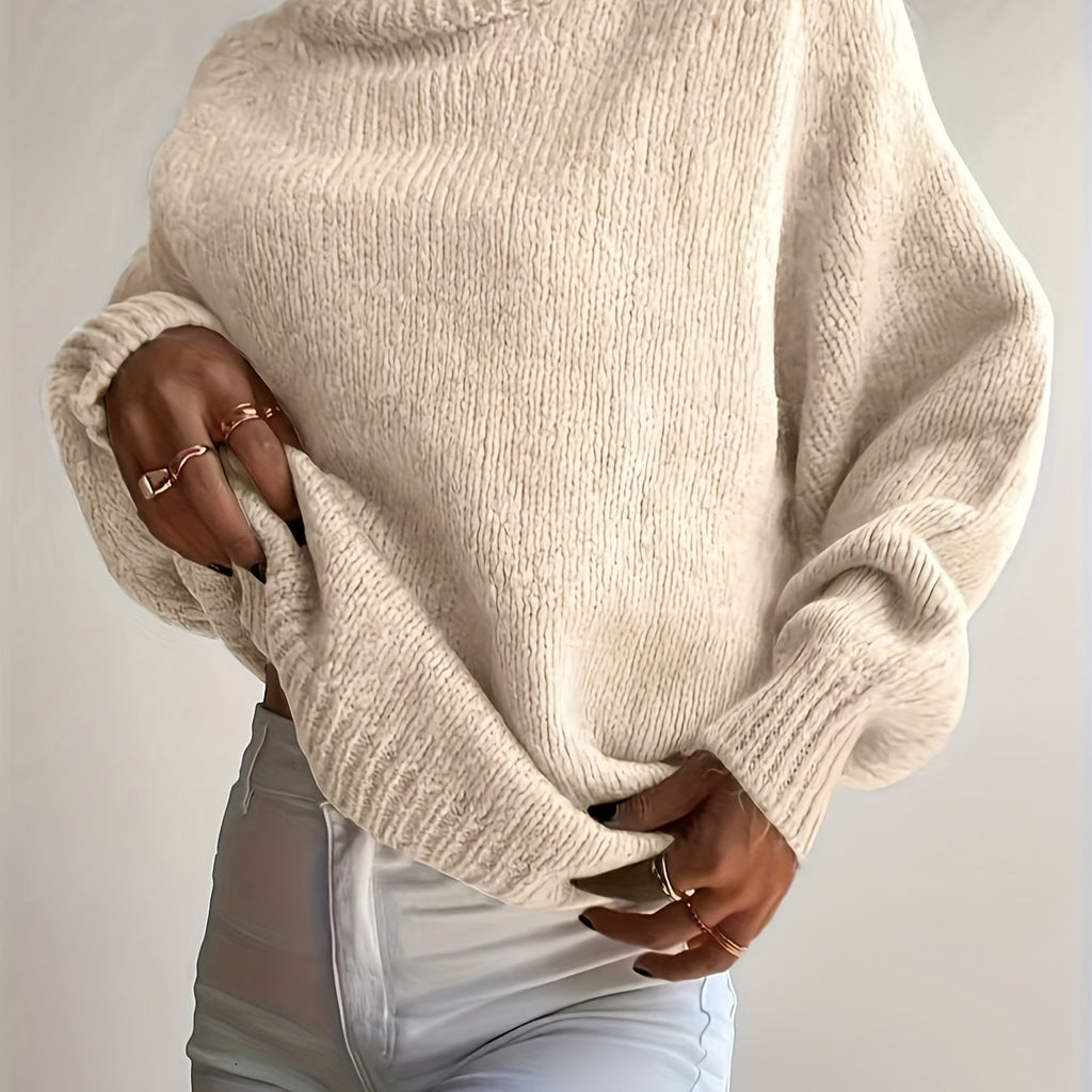Elegant Women's Round Neck Sweater - Cozy Minimalist Winter Essential
