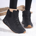 Botas de inverno para mulheres com cano médio, forro de lã espessa e parte superior de PU respirável - Botas de neve com biqueira redonda para clima frio, looks casuais e desportivos, botas de inverno, calçado para exterior, calçado moderno, construção durável