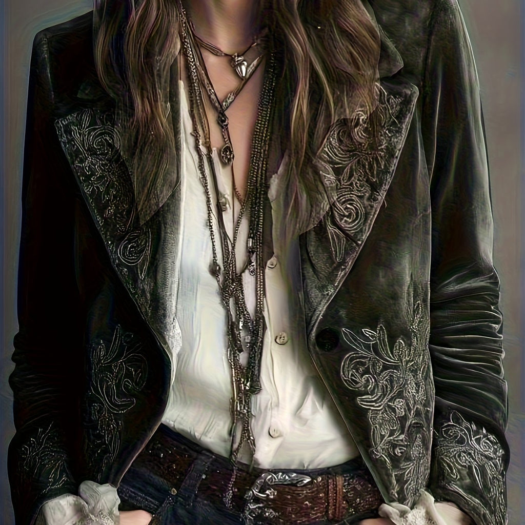 Exquisite Botanical Embroidered Women's Blazer