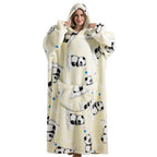 Moletom de Pelúcia Aconchegante com Capuz e Estampa de Panda Fofo - Bolso Oversized, Design Preto e Branco, Lavável na Máquina, Unissex para Uso Interno/Externo, Casaco Teddy Confortável, Textura Macia, Ideal para Relaxar em Casa