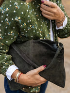 Tamanho Grande - Casaco Elegante com Estampado Floral para Mulheres Plus Size | Manga Comprida, Bolsos Duplos, Sem Gola, Carcela com Fecho de Zíper, Tecido Sem Elasticidade, Adequado para Outono/Inverno