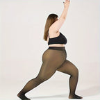 1pc Collants de Inverno Quentes para Mulher Plus Size com Forro de Lã Grossa - Meias de Calças de 220G com Costura Frontal e Traseira, Cor Sólida, 0XL-3XL, Lavar à Mão Apenas, Confortáveis e Elegantes para Roupa Casual, Leggings de Inverno, Design Sem Costuras, Textura Suave