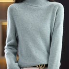 Chic High-Neck Women's Knit Sweater - Soft & Warm Essential