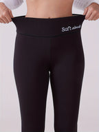 Conjunto de 2 leggings de cintura alta para mulher de tamanho grande, calças térmicas forradas com lã bordada, meias elásticas quentes de inverno, 88% poliéster 12% elastano, tecido de malha, cor sólida para todas as estações