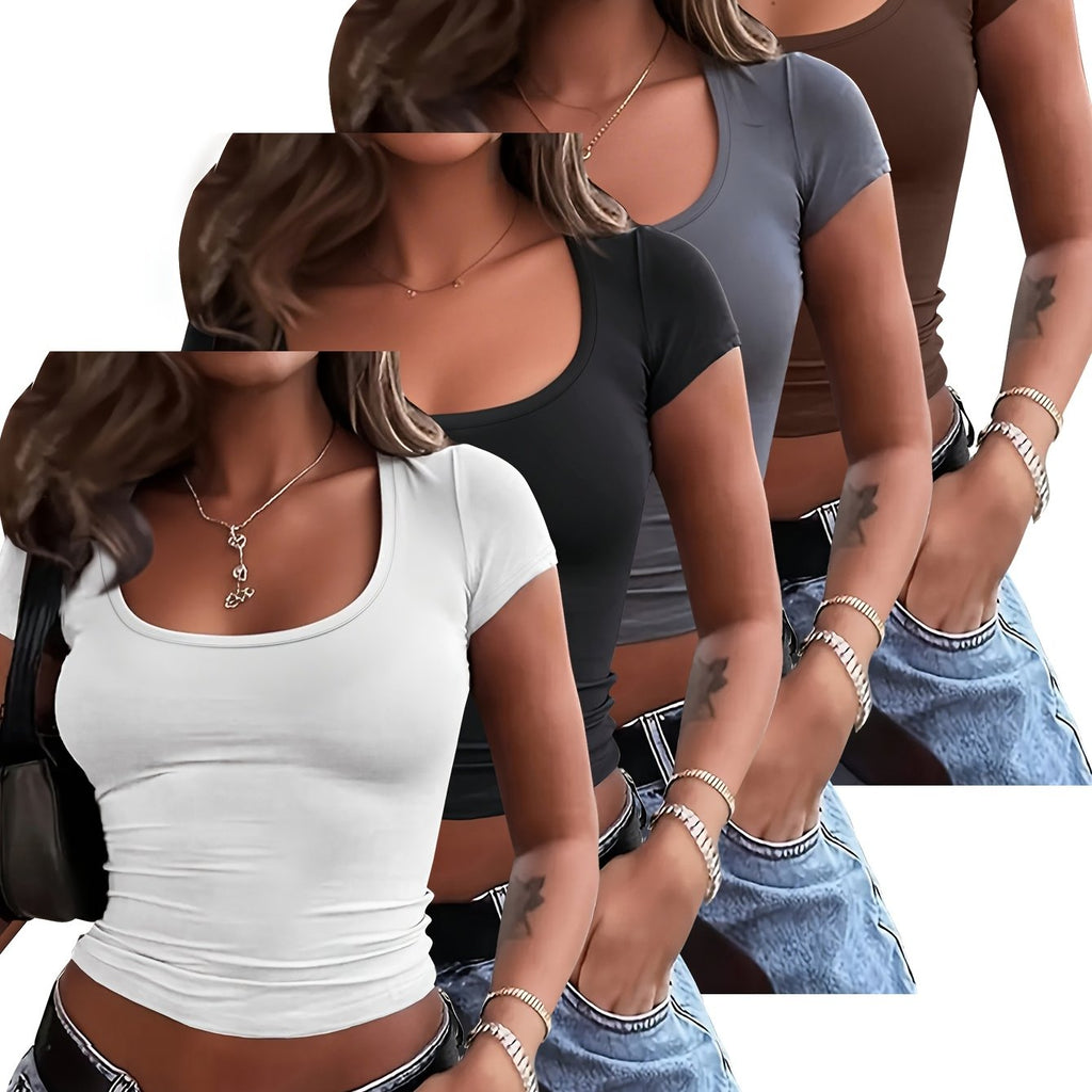 Essential Minimalist Women's Crop Tops - 4-Pack