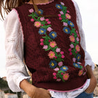Floral Knit Vest - Versatile Sleeveless Sweater for All Seasons