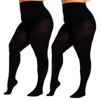 Pack de 2 Collants Térmicos de Tamanho Grande para Mulher - Leggings de Inverno Resistentes 80D, Cobertura de Comprimento Total, Lisos, Laváveis à Mão, para Clima Frio, Leggings de Inverno para Mulher, Collants de Tamanho Grande para Mulher