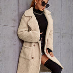 Chic Cozy Long Coat - Warm, Buttoned & Machine Washable
