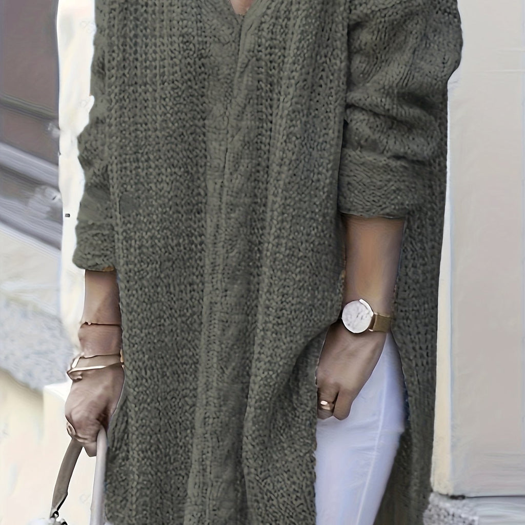 Chic V-Neck Long Sleeve Plus Size Sweater