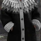 Cozy Plus Size Hooded Cardigan with Mountain Gradient