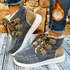 Botas de Inverno para Mulheres com Sola de Plataforma Grossa - Bege/ Botas de Cano Alto com Atacadores, Sola de EVA Antiderrapante para Clima Frio, Eventos Diários e Formais - Sapatos Quentes para as Estações de Outono e Inverno, Calçado de Estação, Design de Bico Redondo, Construção Durável, Mulheres Conscientes da Moda