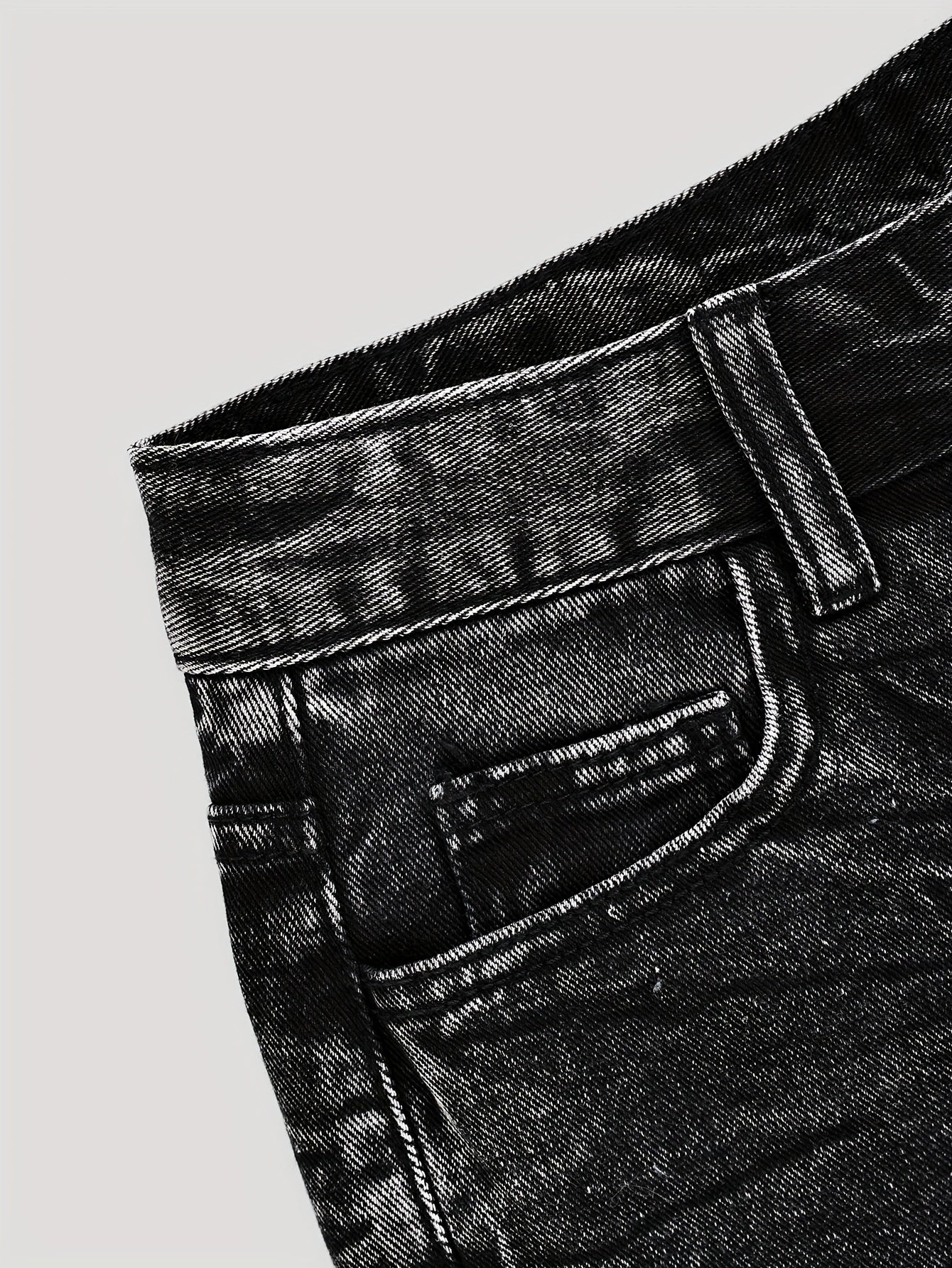 Jeans de Denim Lavados Vintage Femininos - Corte Reto Relaxado, Calças Casuais Não Elásticas com Design Clássico de Cinco Bolsos para Conforto em Todas as Estações, Vestuário Casual, Construção Durável, Roupa Confortável, Material Resistente, Calças Wideleg, Estilo Descontraído