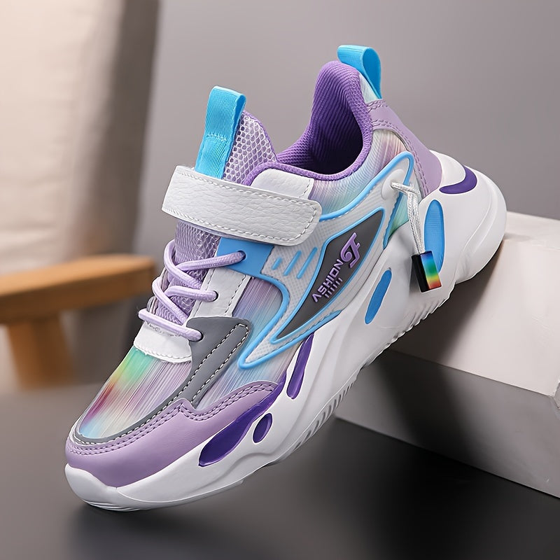 Sapatos de corrida leves para crianças - Sapatos de corrida para rapazes e raparigas com fecho, sola EVA antiderrapante - Sapatos respiráveis para crianças pequenas até aos primeiros adolescentes - Acento laranja/azul - Escola, parque infantil, desporto - Fecho fácil de colocar, calçado ativo para crianças, calçado elegante para crianças, ajuste confortável, calçado para crianças, escolares