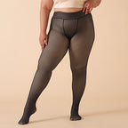 Pacote com 3 Meias-Thermal Femininas Plus Size - Aquecedores de Pernas Grossos para Inverno, Calças-Leggings Opacas Compridas (Bege/Marrom/Preto) - Alta Elasticidade e Controle da Barriga & Ajuste Sem Costura Para Clima Frio, Treinos ou Uso Casual