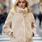 Elegant Short Winter Coat with Button Closure