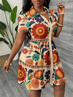 Vestido Minimalista Casual Feminino, Estampa Tropical de Férias de Verão, Manga Bufante, Corte A, Estilo Bohemian, Vestido de Verão para Brunch e Primavera, Vestido de Verão Feminino, Roupa de Férias,Moda de Primavera,Vestido Aline,Tecido Leve,Impressão Digital,Vestido Casual,Moda Feminina,Roupas de