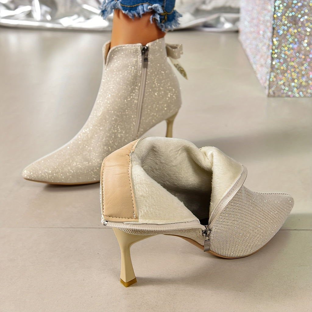 Sapatos de salto alto elegantes para mulher, com sola de TPR, fecho de zíper, corte liso e acolchoado de cor sólida, para todas as estações.