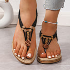 Sandálias Elegantes Boho Chic para Mulheres - Chinelos com Alça Elástica em T, Abertas na Frente, Design Trançado Branco, Confortáveis para Uso Diário