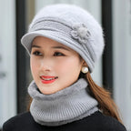 Elegant Faux Fur Winter Hat & Scarf Set for Women
