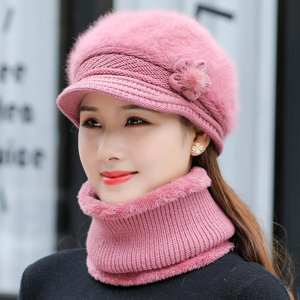 Elegant Faux Fur Winter Hat & Scarf Set for Women