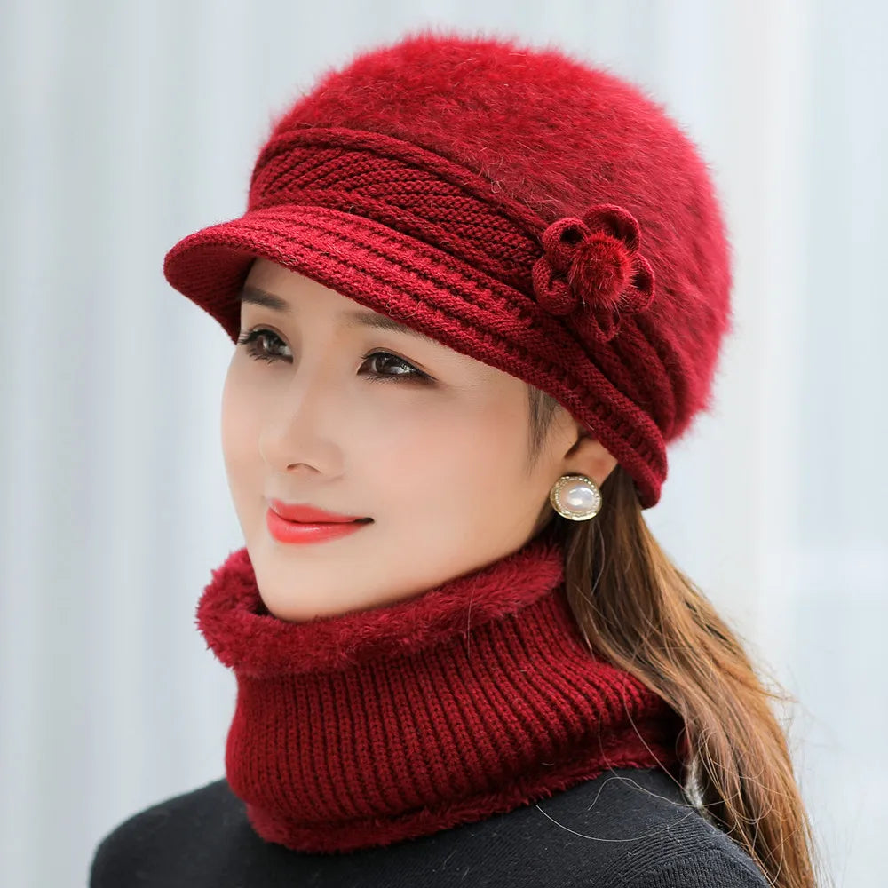 Elegant Faux Fur Winter Hat & Scarf Set for Women