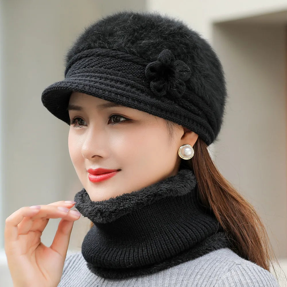 Elegant Faux Fur Winter Hat & Scarf Set for Women