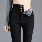 Thermal High-Waist Fleece-Lined Skinny Jeans