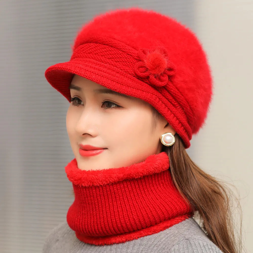 Elegant Faux Fur Winter Hat & Scarf Set for Women