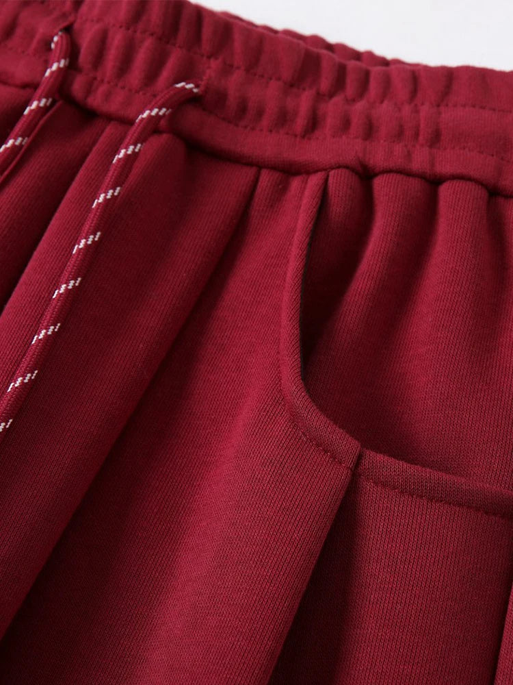 Botvotee 2025 Calça de moletom feminina estilo americano – Calça de salão larga com bainha curvada e corredores fluidos outono solto ajuste casual streetwear