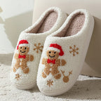 Cute Gingerbread Winter Warm Christmas Women Slippers  Slides Couple Houseshoes Men Bedroom Flat Soft Sole Home Shoes for Gift