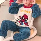 Winter Marvel Children Clothing Boys Sleepwear Set Flannel Thick Long Sleeve Warm Set Pajamas Two Pieces Kids Clothes Spiderman