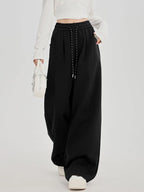 Botvotee 2025 Calça de moletom feminina estilo americano – Calça de salão larga com bainha curvada e corredores fluidos outono solto ajuste casual streetwear