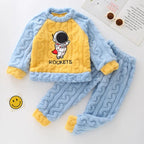 Winter Marvel Children Clothing Boys Sleepwear Set Flannel Thick Long Sleeve Warm Set Pajamas Two Pieces Kids Clothes Spiderman