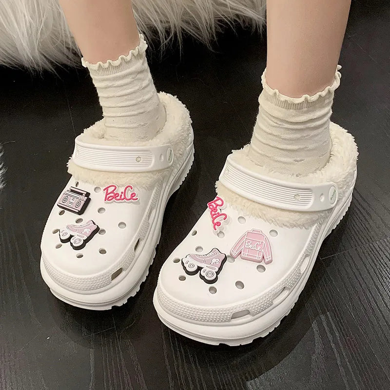 Winter cute women  Slippers Warm Cotton Shoes Casual Slides EVA Plush Shoes Comfortable Light Slippers Indoor Shoes For Couple