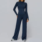 Yoga Sets Women Tracksuit Long Sleeve Zipper Pocket Jacket High Waist Wide Leg Pants Sports Set Gym Running Fitness Suit