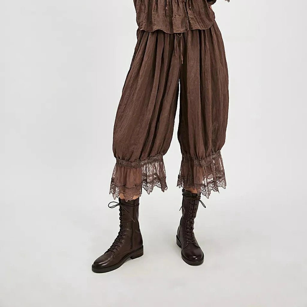 Elegant Lace Patchwork Bloomers - High Waist Comfort
