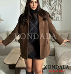 KONDALA Rhombic Knitted Pullover Sweater Women's Fall Winter Vintage Casual Loose Sweater 2025 Fashion Elegant Ladies Sweater