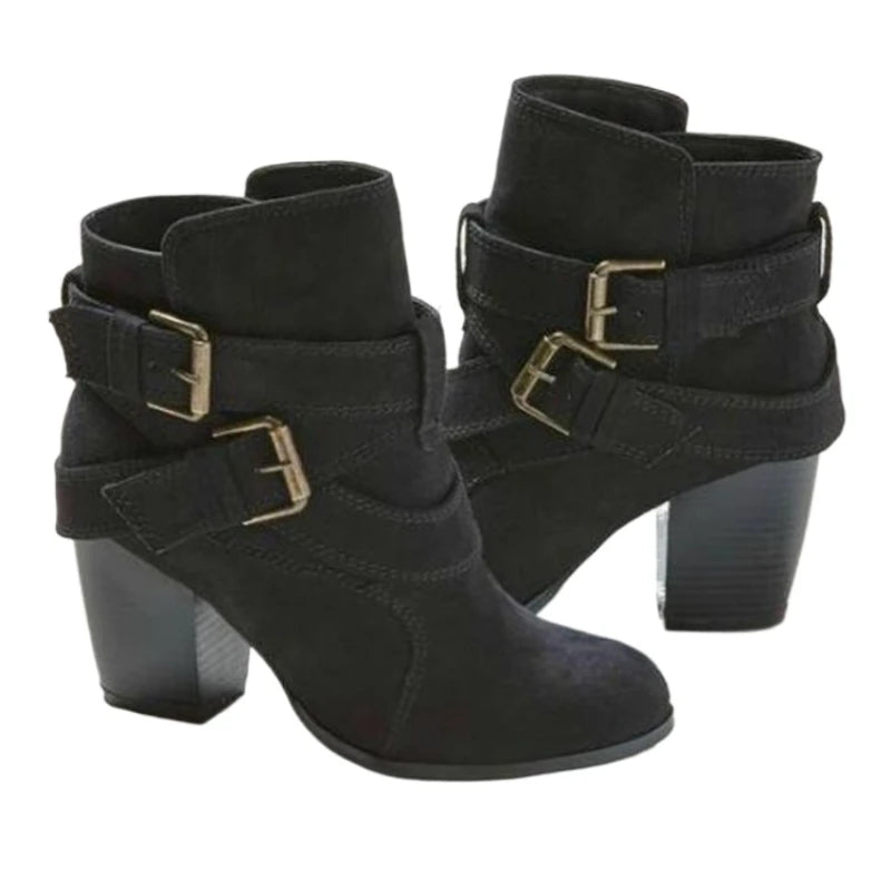 Versatile Winter Ankle Boots with Buckle Detail