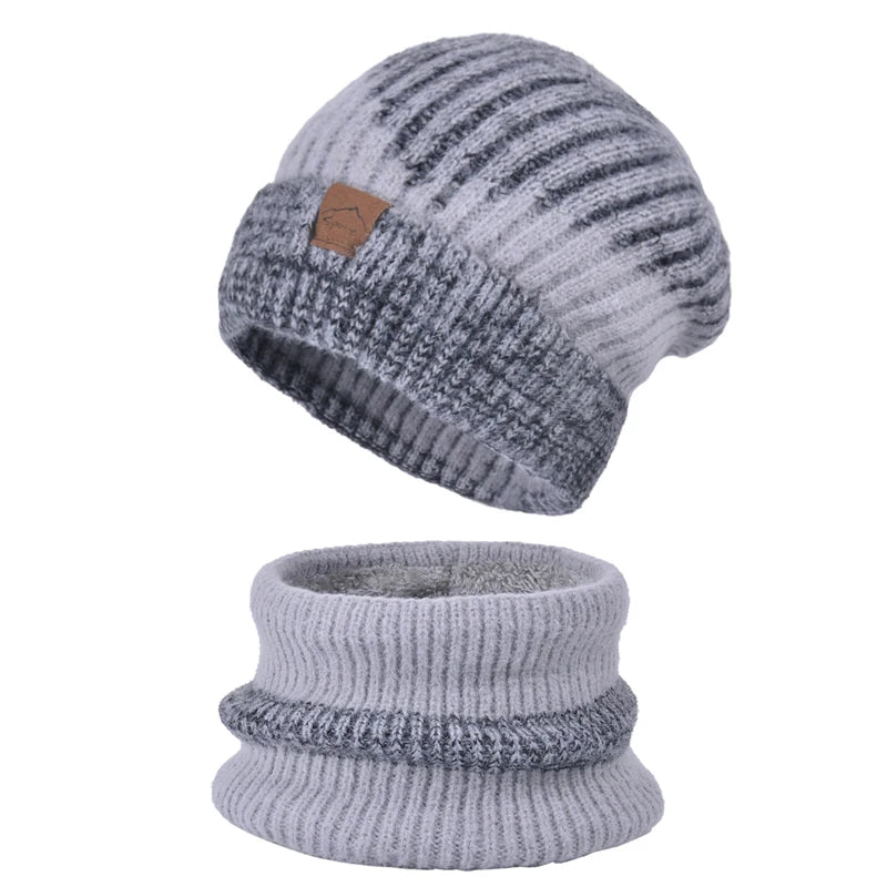 Xinbaoguan 100% acrylic 9971 winter thick and warm ear protection woolen hat with velvet scarf two-piece set knitted hat