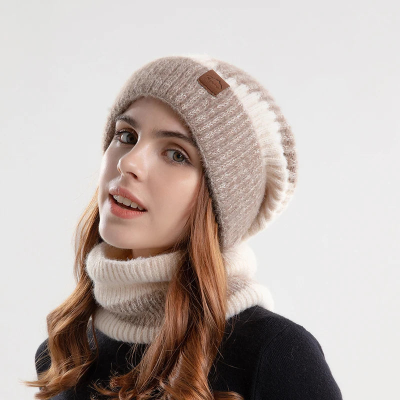 Elegant Winter Knit Hat & Scarf Set for Women