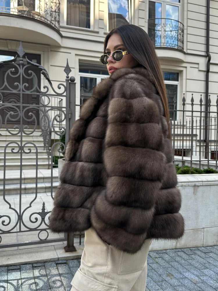 Women's Faux Fur Plush Cropped Coats Solid Lapel Hidden Button Full Sleeves Loose Short Coat 2025 Lady Daily Winter Down Jacket